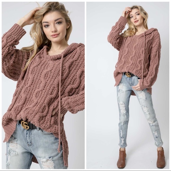 Soft Cable Knit Hooded Sweater - Picture 1 of 6